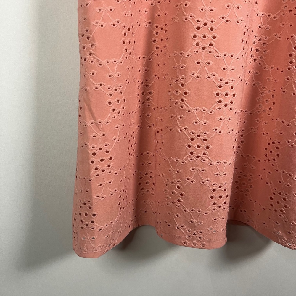 Les Amis Blouse Women Small Rose Pink Eyelet Detail Short Sleeve Puff Sleeve - Picture 3 of 7